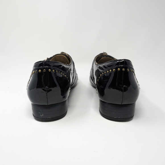 Libby Edelman Glossy Black Patent Buckle Oxfords Size 9 - Picture 4 of 13